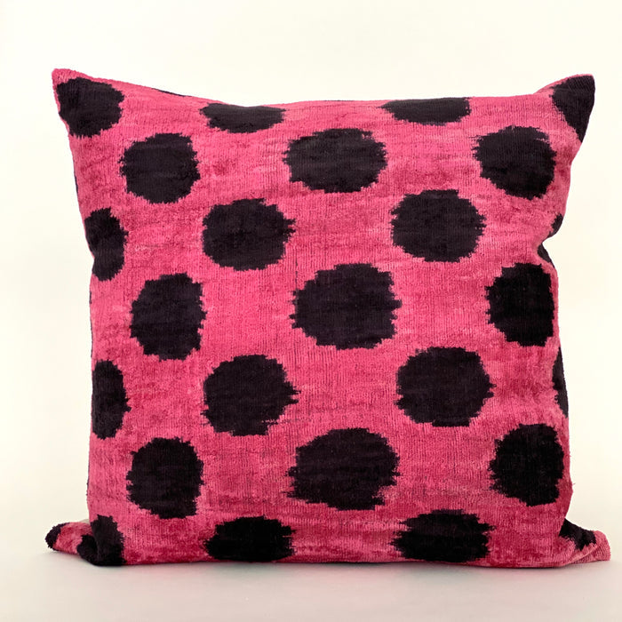 Ikat Velvet Pillow | Black&Fuschia | 20x20