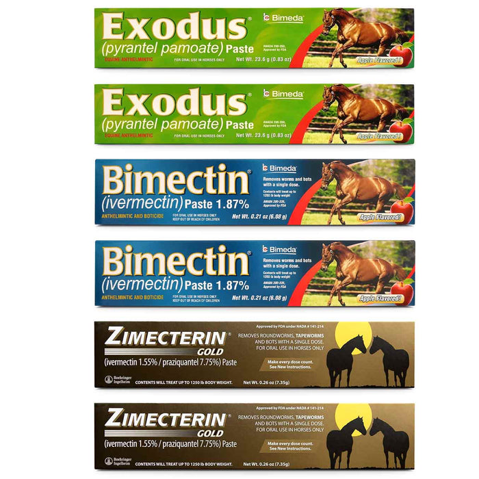 Jeffers 3 - Way Horse Deworming Kit (6 Tubes Included) - JVBM - 2