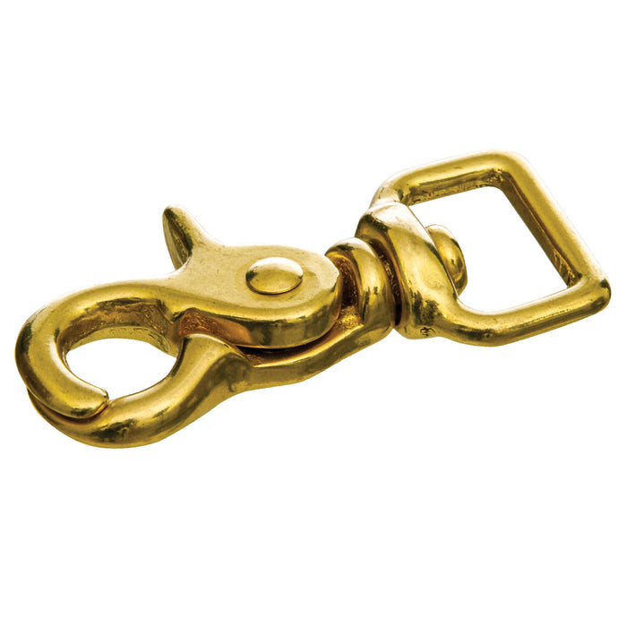 Jeffers Brass Trigger Snap with Square Swivel Eye - IAAF - 5/8" x 2 - 1/2" - Single - 2