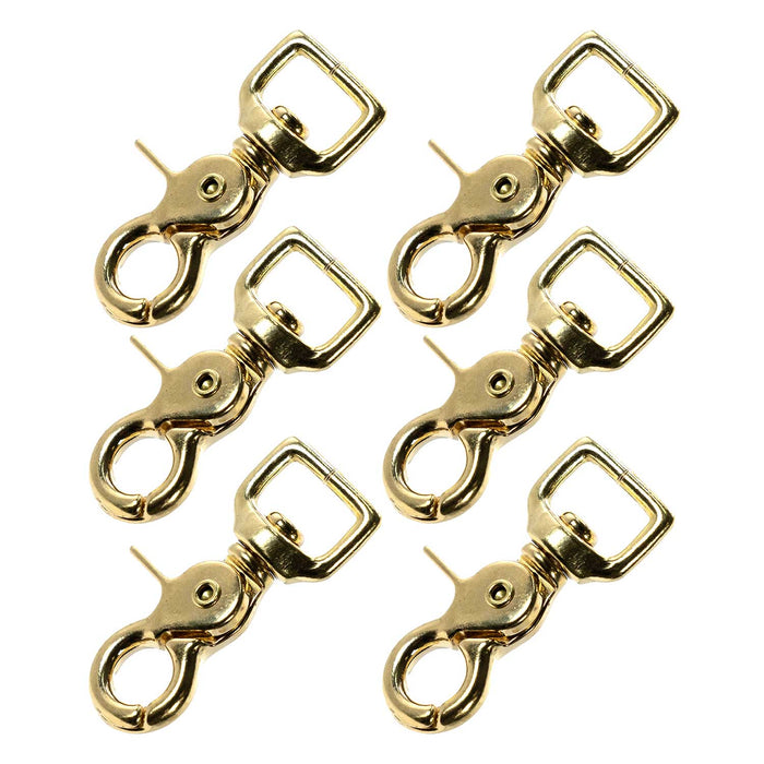 Jeffers Brass Trigger Snap with Square Swivel Eye - IAAF-6 - 5/8" x 2 - 1/2" - 6 Pack - 7