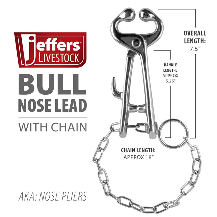 Jeffers Bull Nose Lead (Cow Nose Pliers) with Chain - JIL2 - Bull Lead With Chain - 2
