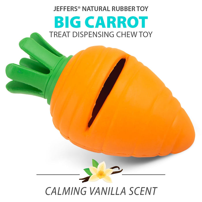 Jeffers Carrot Natural Rubber Treat Dispensing Dental Dog Chew Toy with Slit - I7QR - Multi - Medium - 1 - 3