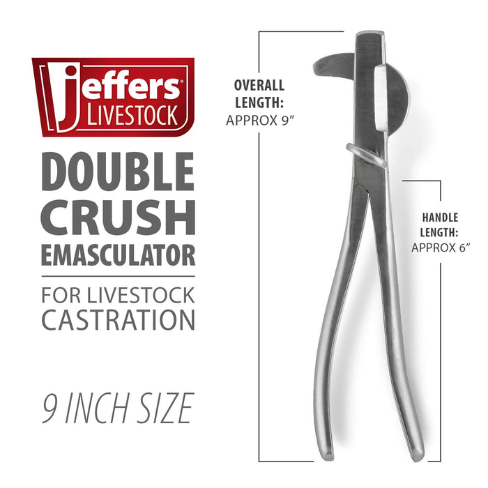Jeffers Double Crush Emasculator in Stainless Steel, 9" or 12" - JIE1 - 9"L - 2