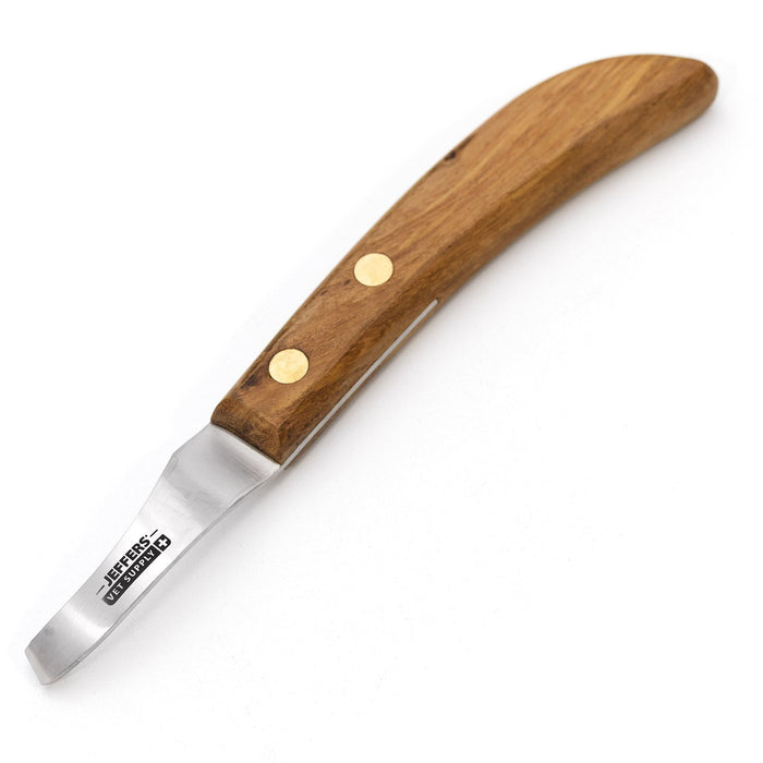 Jeffers Drop Blade Hoof Knife with Walnut Handle, Left or Right Hand Options - JIHA - Right Handed Hoof Knife - 1