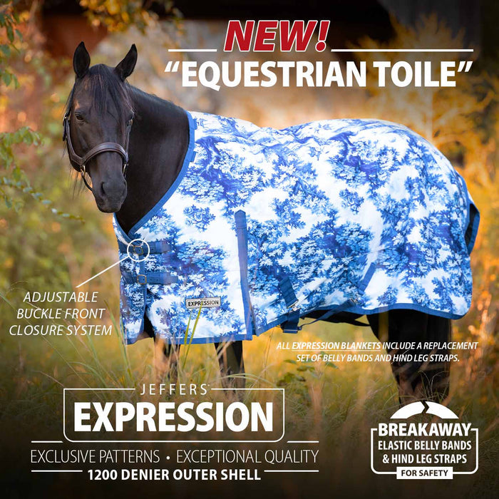 Jeffers Expression 1200 Denier Standard Neck Turnout Horse Blanket, 240 Gram - JEF2S9 - Equestrian Toile - 66" - 4