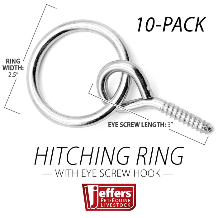 Jeffers Hitching Ring with Eye Screw Hook, 10 ct - IACX - 3