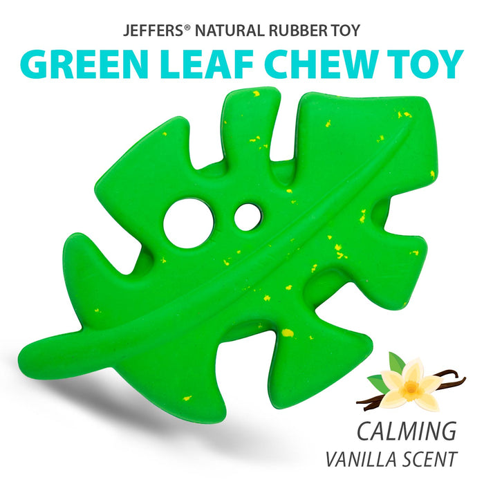 Jeffers Leaf Shaped Natural Rubber Dog Chew Toy with Dental Benefits and Vanilla Scent for Medium Chewers - I7Q6 - Green - Medium - 1 - 2