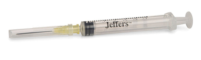 Jeffers Luer Lock Syringe/Needle Combo, Box of 100 - XQDO - Luer Lock - 3 mL L.L. w/ 20 ga x 3/4" - 2