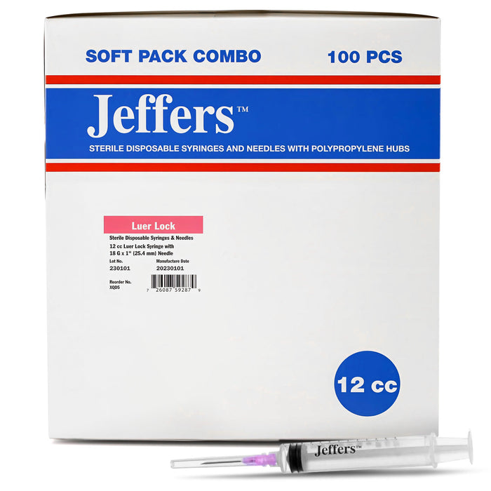 Luer Lock / 12 mL L.L. with 18 ga x 1" / Box of 100