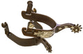 Jeffers Men's Western & Barrel Racing Spurs – Stainless Steel, Antique Brown & Brass Trim Horse Riding Spurs with 10 - Point Rowels - A8DZ - Antique Brown Metal & German Silver Accent 10 - pt Rowel Spurs - Pair - 2 ct - 1