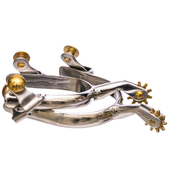 Jeffers Women's Western & Barrel Racing Spurs – Stainless Steel, Rosebud, Ball End & 10 Point Options - A8AJ - Barrel Racing All - Around Stainless Steel 10 Point Spurs - Pair - 2 ct - 3