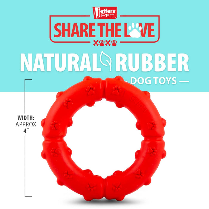 Jeffers Paw Ring Tugger Natural Rubber Dog Dental Chew & Fetch Toy - I7RV - Assorted - Medium - 1 - 5