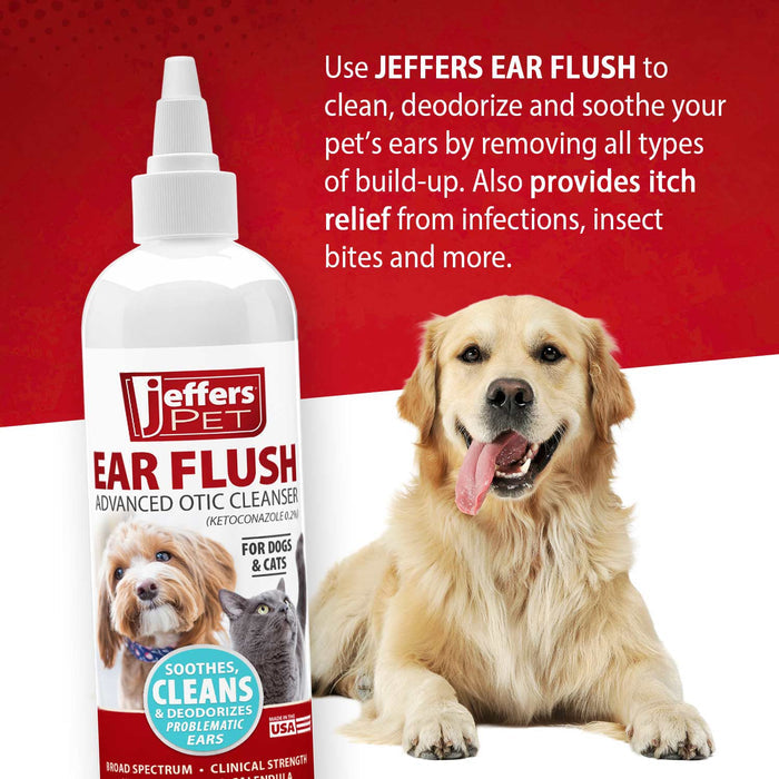 Jeffers Pet Ear Flush Advanced Ear Cleanser with Ketoconazole for Dogs & Cats - JEF2RG - 8 fl oz - 6