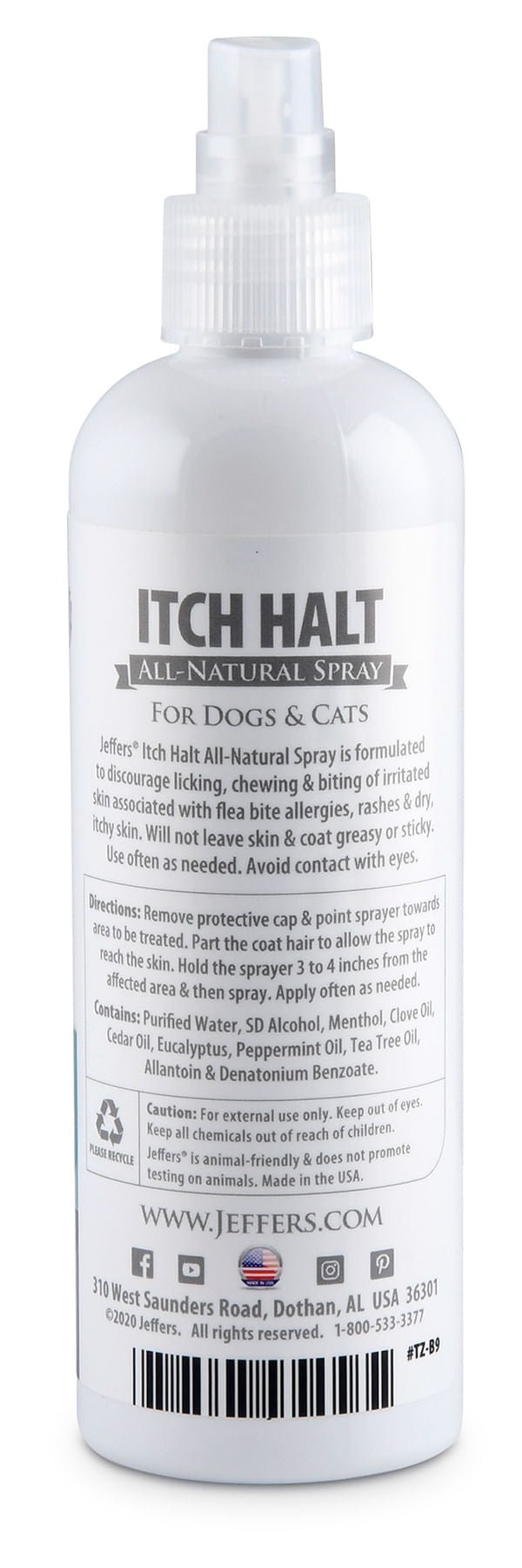 Jeffers Pet Itch Halt All - Natural Spray, Stop Licking & Biting of Skin Irritations in Dogs & Cats, 8 oz - TZB9 - 8 oz - 2