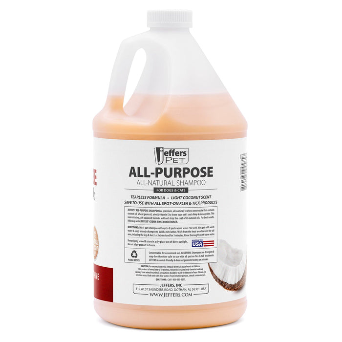 Jeffers Pet Tearless All - Purpose All - Natural Coconut Oil Shampoo for Dogs & Cats - TZP2 - 1 gallon - 1 - 5