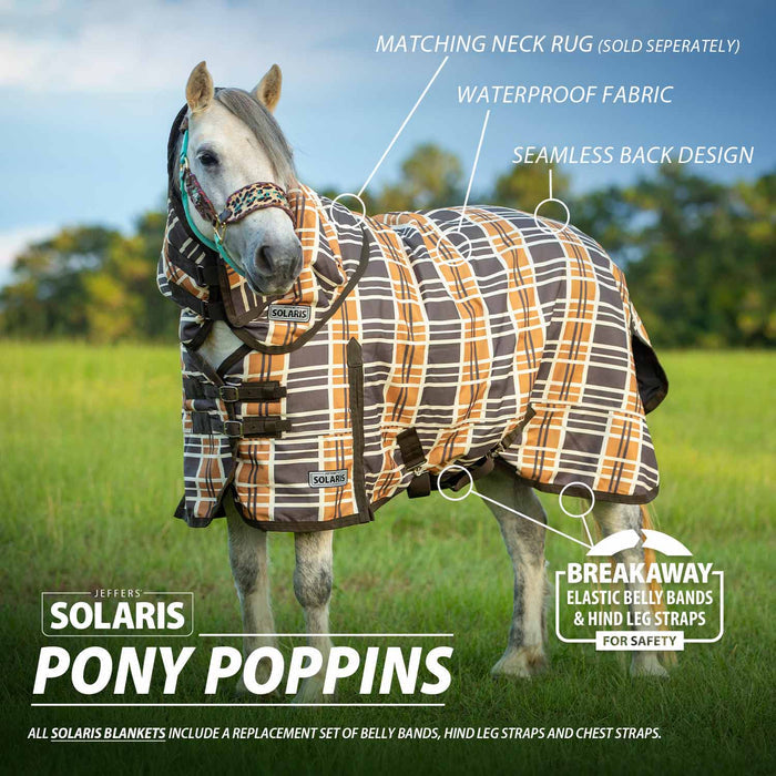 Jeffers Pony Poppins Solaris 1200D Pony Horse Turnout Blanket, 240 Gram, Brown & Cream Plaid - JEF2CY - Brown & Cream Plaid - 39" - 2