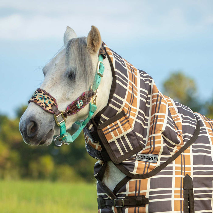 Jeffers Pony Poppins Solaris Horse Neck Rug, 1200 Denier / 240g Fill, Brown & Cream Plaid - JEF2DK - Brown & Cream Plaid - XXXS (39"–45") - 1