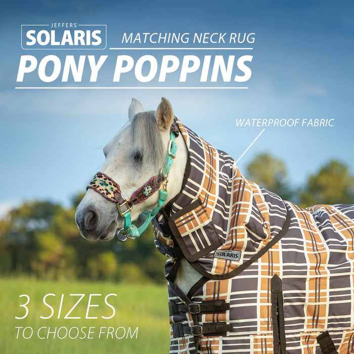Jeffers Pony Poppins Solaris Horse Neck Rug, 1200 Denier / 240g Fill, Brown & Cream Plaid - JEF2DK - Brown & Cream Plaid - XXXS (39"–45") - 4