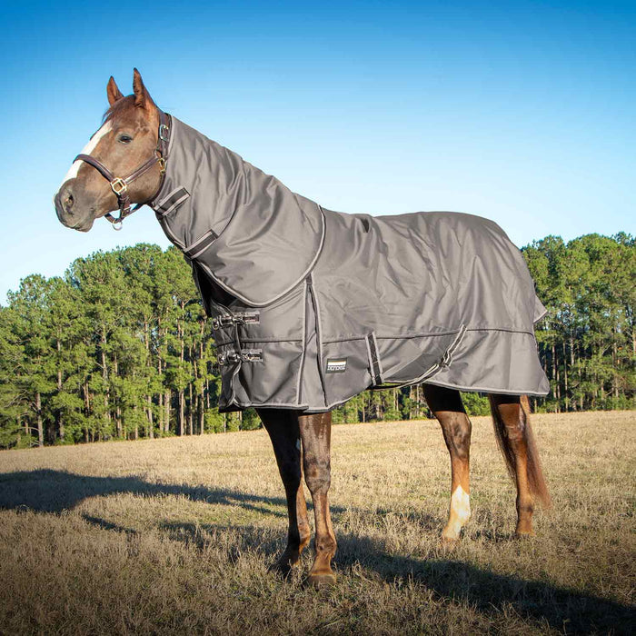 Jeffers Poplar Head "Defense" 1680 Denier Turnout Blanket with Detachable Neck, 240 Gram, Plymouth Brown - GAG1KU - 66 in - Plymouth Brown - 1