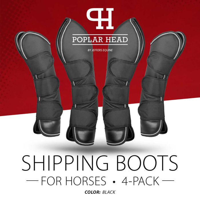Jeffers Poplar Head Horse Shipping Boots, 4 - Pack with Carry Bag - GAG1TN - Black - Cob - 3