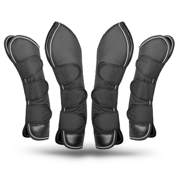 Jeffers Poplar Head Horse Shipping Boots, 4 - Pack with Carry Bag - GAG1TN - Black - Cob - 4
