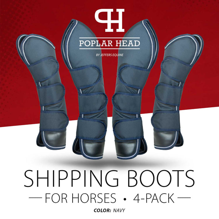 Jeffers Poplar Head Horse Shipping Boots, 4 - Pack with Carry Bag - GAG1TR - Navy - Cob - 7