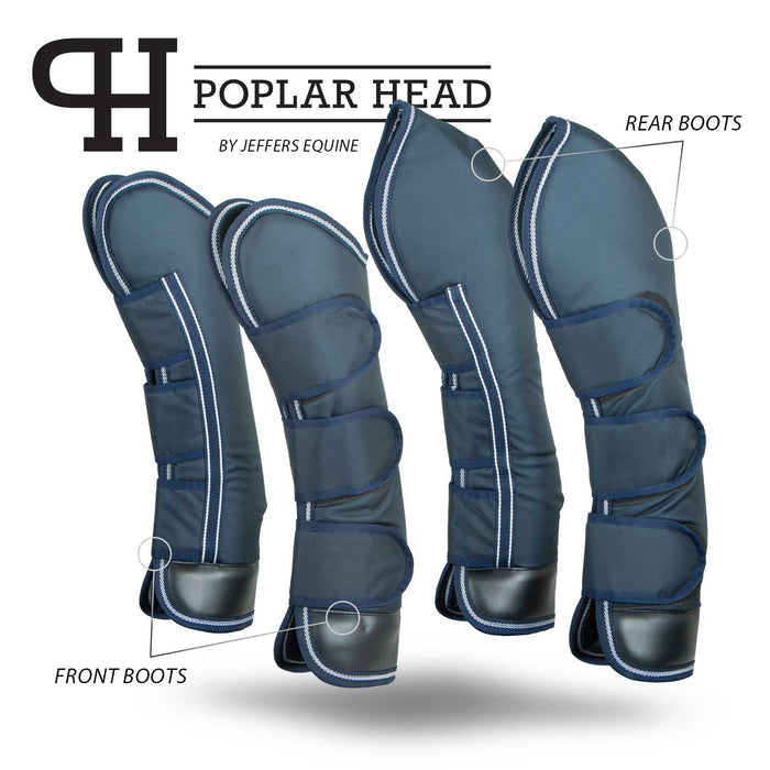 Jeffers Poplar Head Horse Shipping Boots, 4 - Pack with Carry Bag - GAG1TR - Navy - Cob - 8