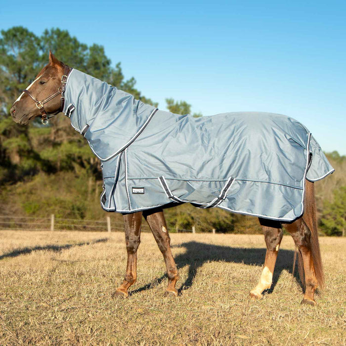 Jeffers Poplar Head "Refuge" 1200 Denier Turnout Blanket with Detachable Neck, 240 Gram, Hamilton Blue - GAG1M7 - 66 in - Hamilton Blue - 1
