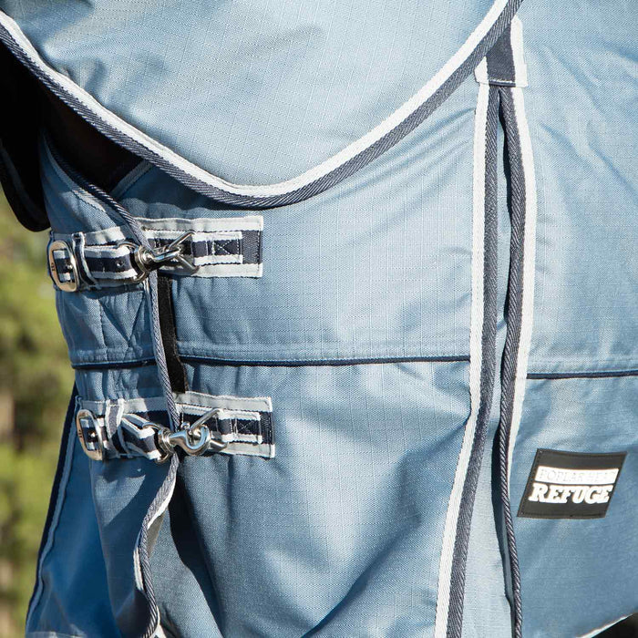 Jeffers Poplar Head "Refuge" 1200 Denier Turnout Blanket with Detachable Neck, 240 Gram, Hamilton Blue - GAG1M7 - 66 in - Hamilton Blue - 5