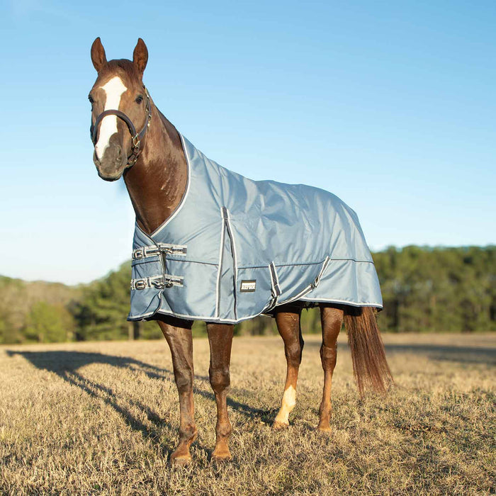 Jeffers Poplar Head "Refuge" 1200 Denier Turnout Blanket with High Neck, 240 Gram, Hamilton Blue - GAG1MG - 66 in - Hamilton Blue - 1