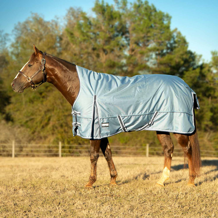 Jeffers Poplar Head "Refuge" 1200 Denier Turnout Blanket with High Neck, 240 Gram, Hamilton Blue - GAG1MG - 66 in - Hamilton Blue - 2