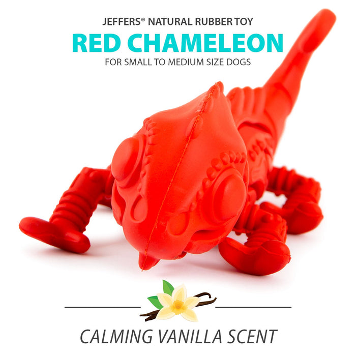 Jeffers Red Chameleon Natural Eco - Friendly Rubber Dental Dog Chew Toy for Medium Chewers - I7QF - Red - Medium - 1 - 2