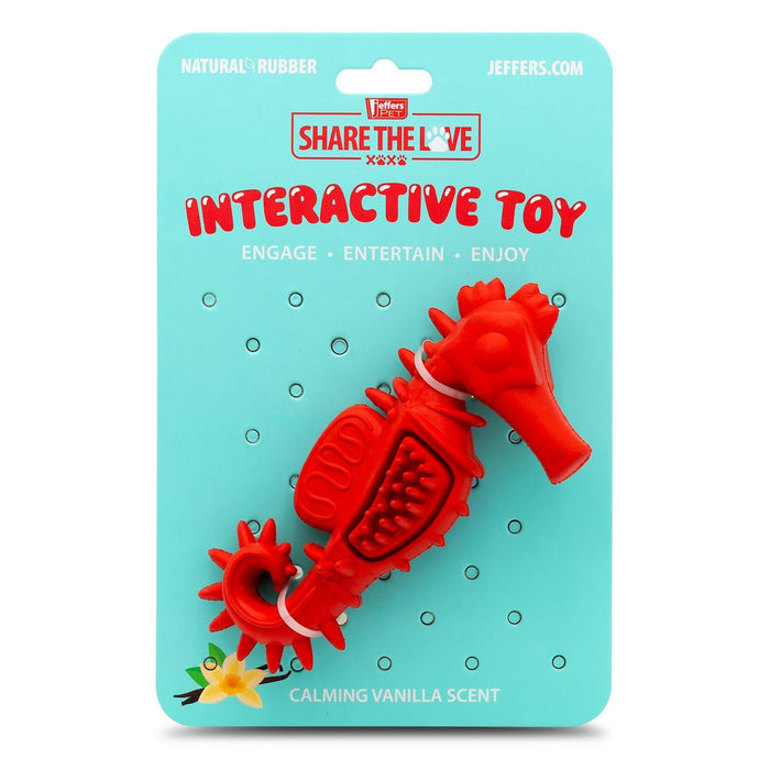 Jeffers Red Seahorse Natural Rubber Dog Chew Toy with Vanilla Scent and Textured Ridges for Dental Health - I7Q9 - Red - Small - 1 - 7
