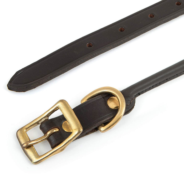Jeffers Rolled Leather Dog Collars with Brass Hardware - 8M1B - 5/8"W x 11"L - Chestnut - 4