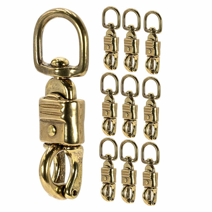 Jeffers Round Eye Brass Panic Snap, 3/4" x 3 - 5/8" - IAB6-10 - 3/4”W x 3 - 5/8”L - 10 Pack - 5