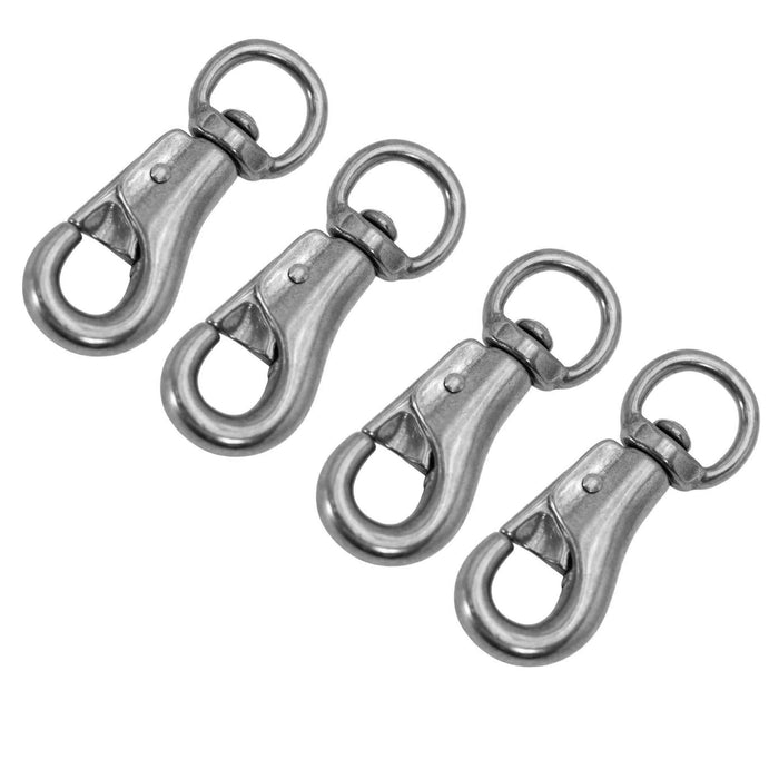 Jeffers Round Eye Bull Snap - IABP-4 - Nickel - Plated - 4" L - 4 Pack - 7