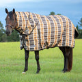 Jeffers Solaris 1200 Denier Heavy Weight Horse Turnout Blanket with Neck Rug, 360g Fill, Brown & Cream Plaid - JEF2BM - Brown & Cream Plaid - 66" - 1
