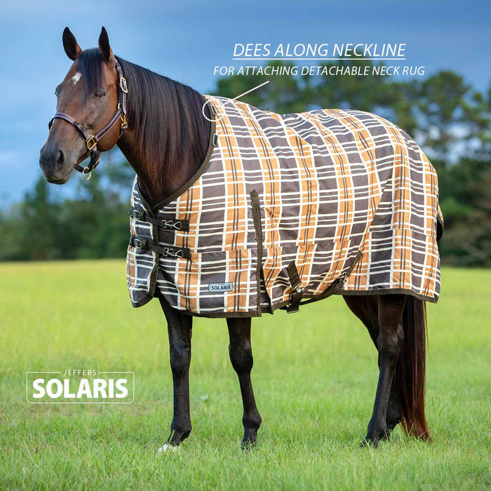 Jeffers Solaris 1200 Denier Heavy Weight Horse Turnout Blanket with Neck Rug, 360g Fill, Brown & Cream Plaid - JEF2BM - Brown & Cream Plaid - 66" - 3