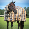 Jeffers Solaris Horse Turnout Blanket with Neck Rug, 1200D, Medium Weight 240g Fill, Brown & Cream Plaid - JEF2BV - Brown & Cream Plaid - 66" - 1