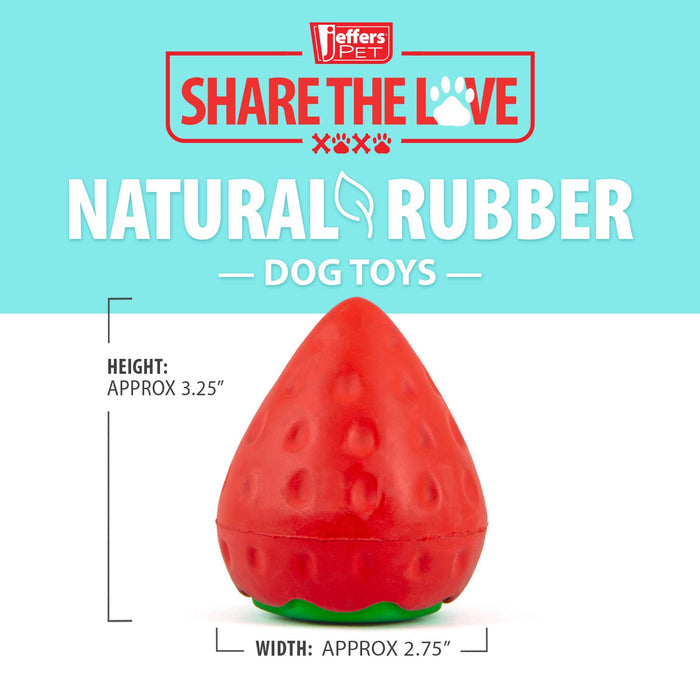 Jeffers Squeaky Strawberry Natural Rubber Dog Dental Chew Toy with Squeaker & Vanilla Scent for Medium Chewers - I7RT - Multi - Small - 1 - 3