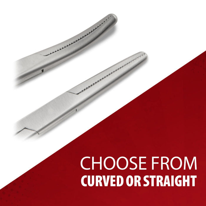 Jeffers Stainless Steel Artery Forceps/Needle Holder with Locking Mechanism, Curved or Straight Tip - JIF2 - Artery Forceps/Needle Holder, Straight 6" - 2