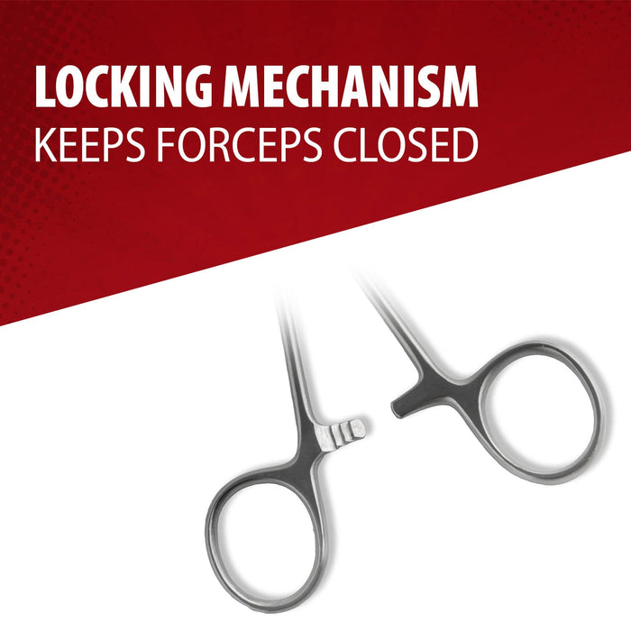 Jeffers Stainless Steel Artery Forceps/Needle Holder with Locking Mechanism, Curved or Straight Tip - JIF2 - Artery Forceps/Needle Holder, Straight 6" - 5