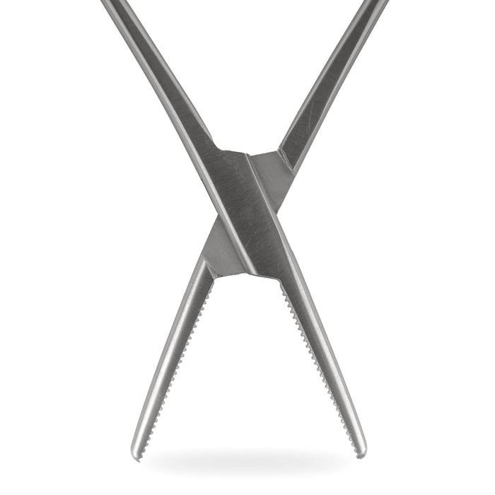 Jeffers Stainless Steel Artery Forceps/Needle Holder with Locking Mechanism, Curved or Straight Tip - JIF2 - Artery Forceps/Needle Holder, Straight 6" - 7