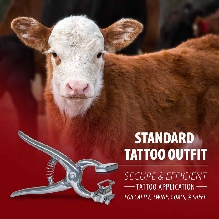 Jeffers Standard Tattoo Outfit with Roll - On Ink for Cattle & Livestock - JIRA-KIT - Ear Release with Revolving Head - 6