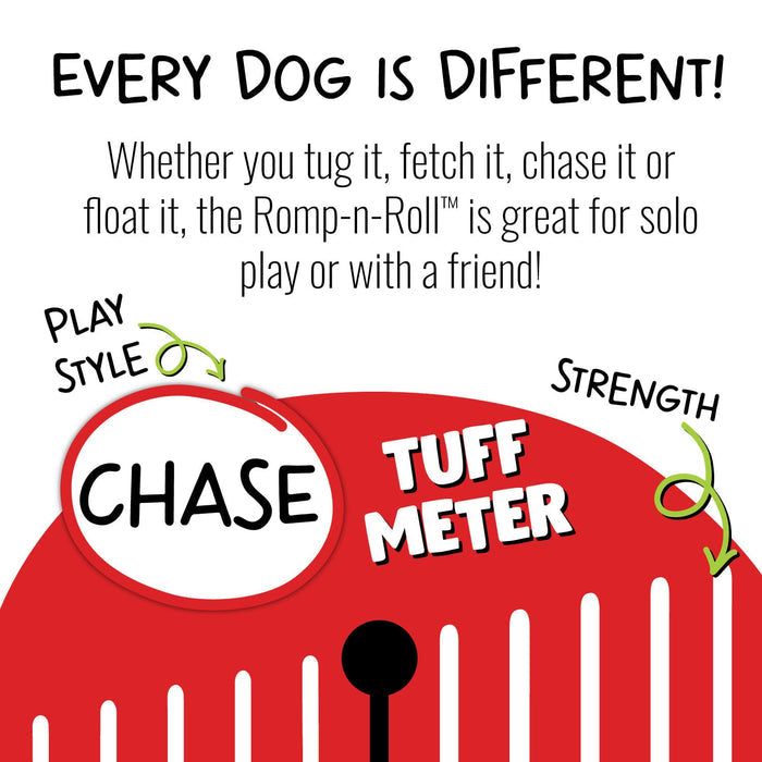 Jolly Pets Romp - n - Roll Ball – Tough Scented Dog Toy for Tug, Fetch & Water Play - H7TZ - 6" - Red - 2