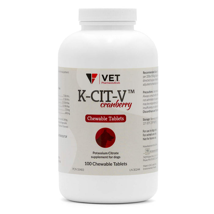 K - CIT - V Potassium Citrate plus Cranberry for Dogs, 640mg, 100 Chewable Tablets - VB1B - 640mg - 100 ct - 1
