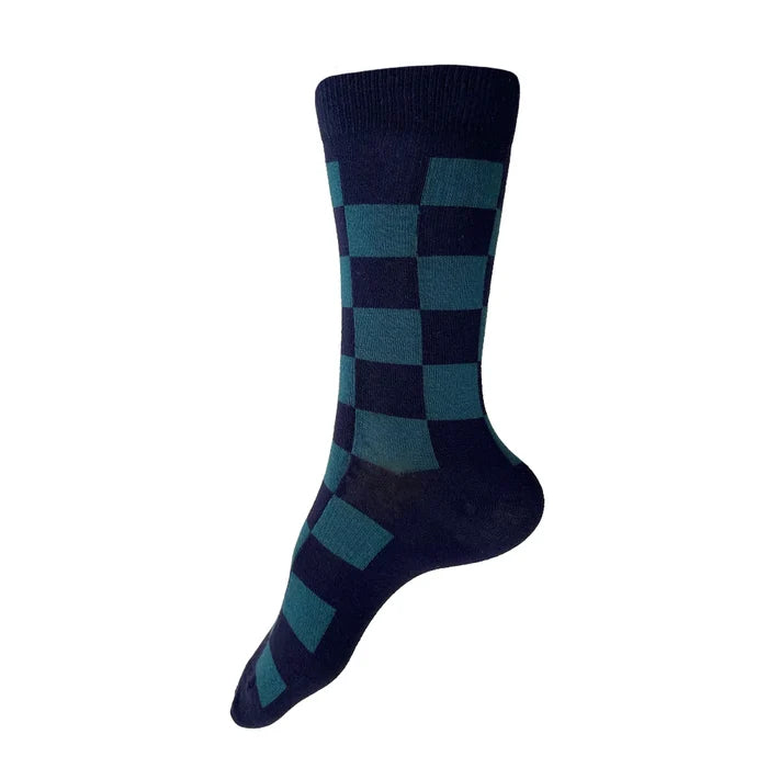 Katsura Check Socks | Black + Midnight