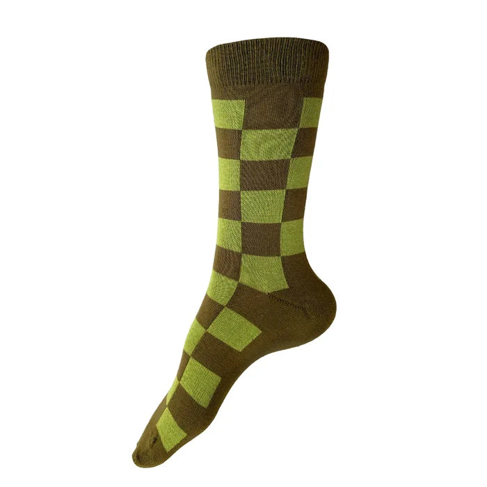 Katsura Check Socks | Olive + Leaf