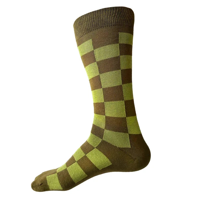 Katsura Check Socks | Olive + Leaf