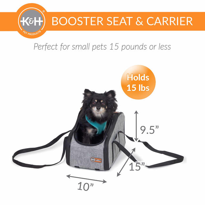 K&H Pet Products - Portable Pet Console Booster Dog Car Seat, Light Gray - PCGU - Gray - 10" X 15" X 9.5" - 5